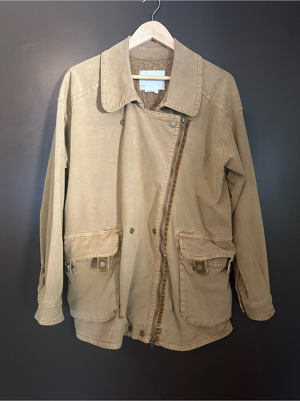 ANTHROPOLOGIE Asymmetrical Stretch Barn Cargo Utility Jacket Size Medium